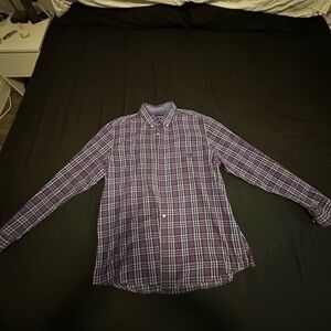 Purple Plaid Button-Up Shirt